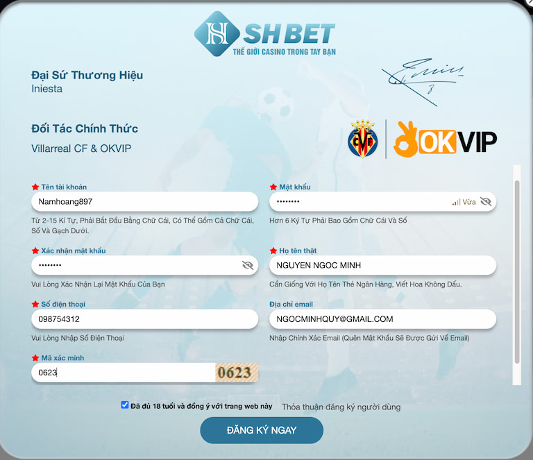 Hướng dẫn đăng ký tài khoản SHBET