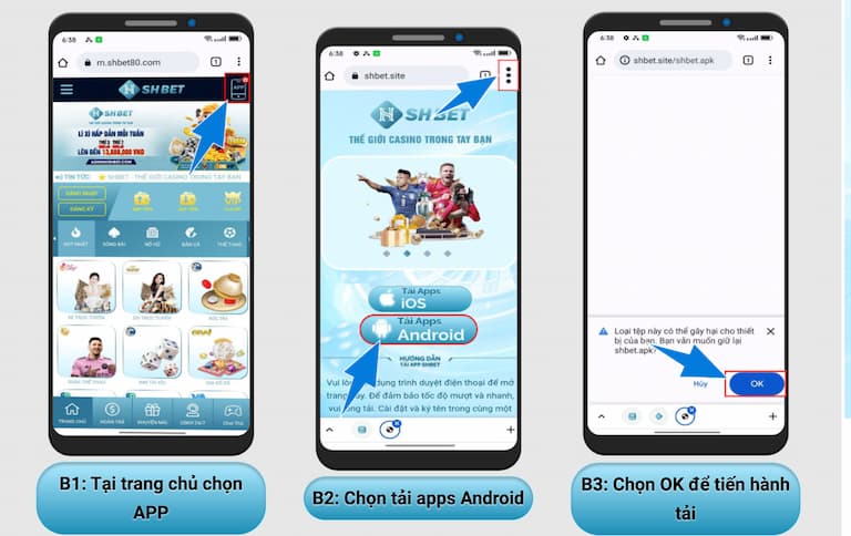 Hướng dẫn tải app SHBET cho Android
